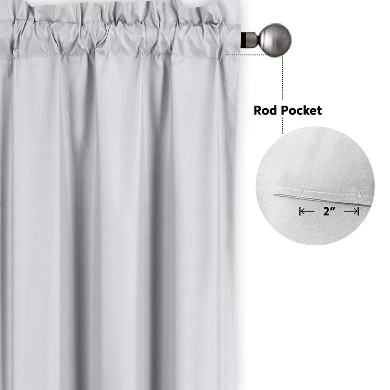 Better Home Style 3 Piece Solid Color 100% Blackout Kitchen Window Curtain Set with Tiers and Valance Solid Energy Efficient Thermal Room Darkening Drape Window Treatment # MKC (Light Grey/Silver) - Image 4